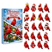 Red Bird Advent Calendar 2026, 24 PCS 2D Flat Christmas Ornaments, Christmas Countdown Calendar, Uniquee Christmas Tree Decorations for Lovers Family, Holiday Decor Gift
