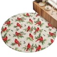 Red Bird Area Rug 4', Christmas Cardinal Birds Forest Green Holly ...