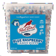 Red Bird Blue Raspberry Flavored Candy Puff, Individually Wrapped Candy, Allergen-Free, 52 oz Tub