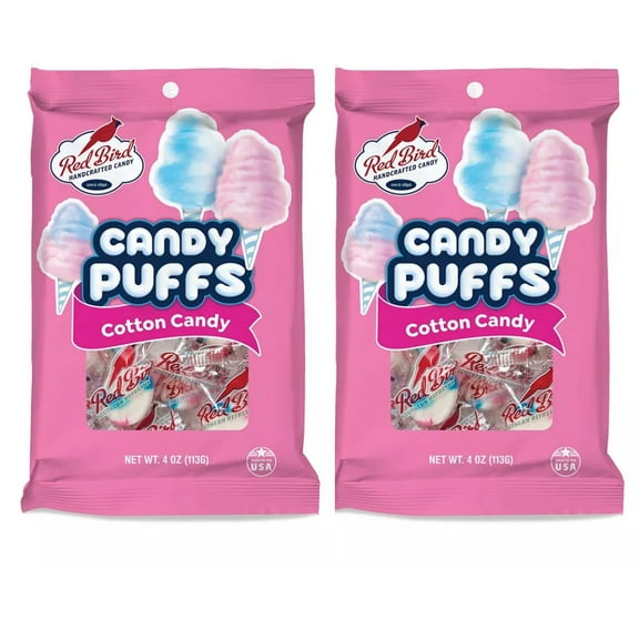 Red Bird Candy Puffs Cotton Candy Flavored 4 Oz (Pack of 2)