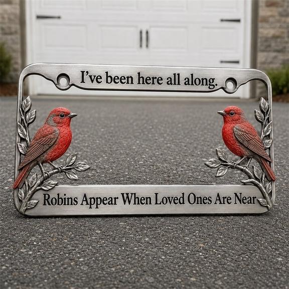 Red Bird Car License Plate Frame Durable Metal Tag Holder Weather Resistant Front or Rear Bracket for Standard Plates