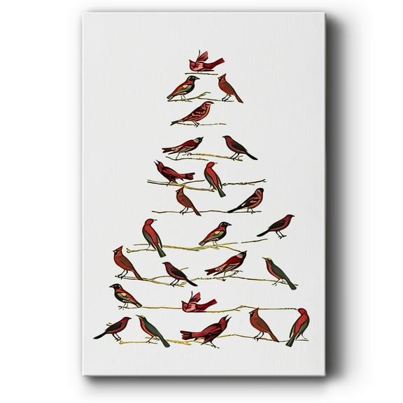 Red Bird Christmas Collection B- Gallery Wrapped Canvas