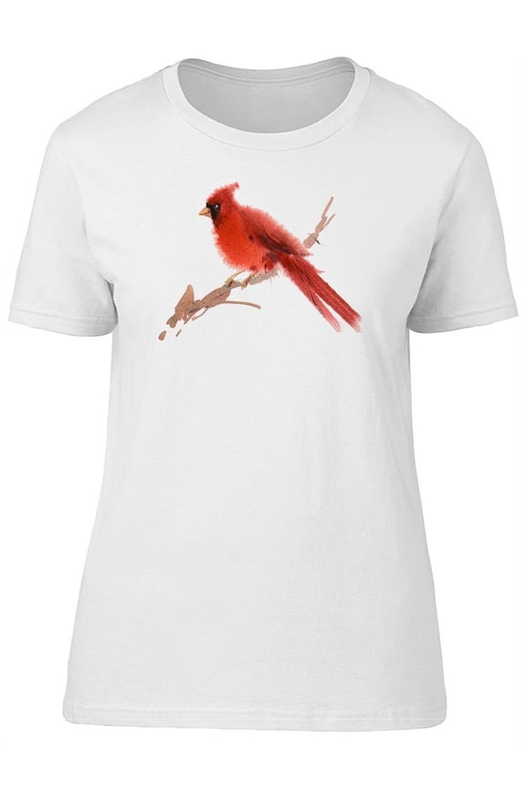 Red Bird On A Branch T-Shirt Women -Image by Shutterstock, Female x-Large