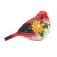 Red Bird Sculpture Outdoor Decor Resin Mini Bird Figurines with Floral