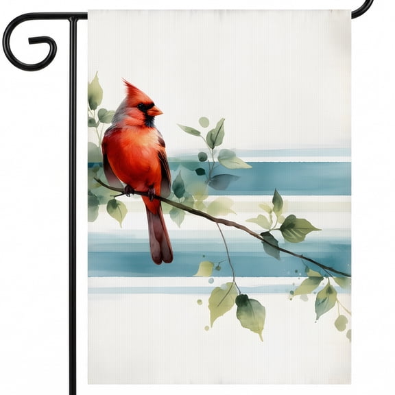 Red Bird Sitting On Top Of A Tree Branch 28x40" Large Yard Flag For Driveway Entrance Decor