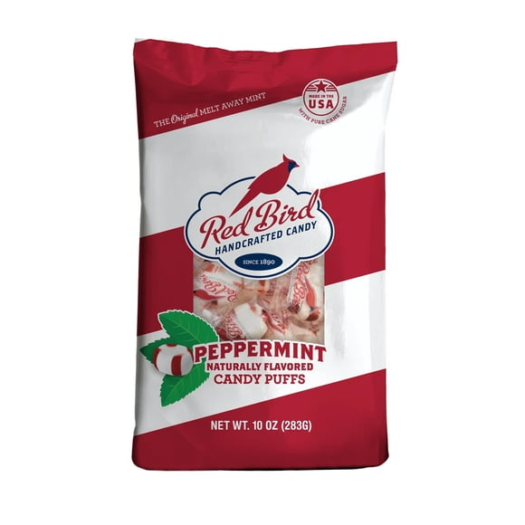 Red Bird Soft Peppermint Candy Puffs, Allergen-Free, 10 oz. Bag.