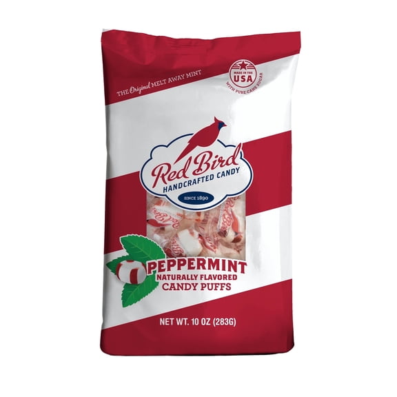 Red Bird Soft Peppermint Candy Puffs, Allergen-Free, 10 oz. Bag.