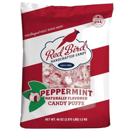 Red Bird Non-GMO Verified, Kosher Soft Peppermint Puffs, Individually Wrapped,  46 oz Bag