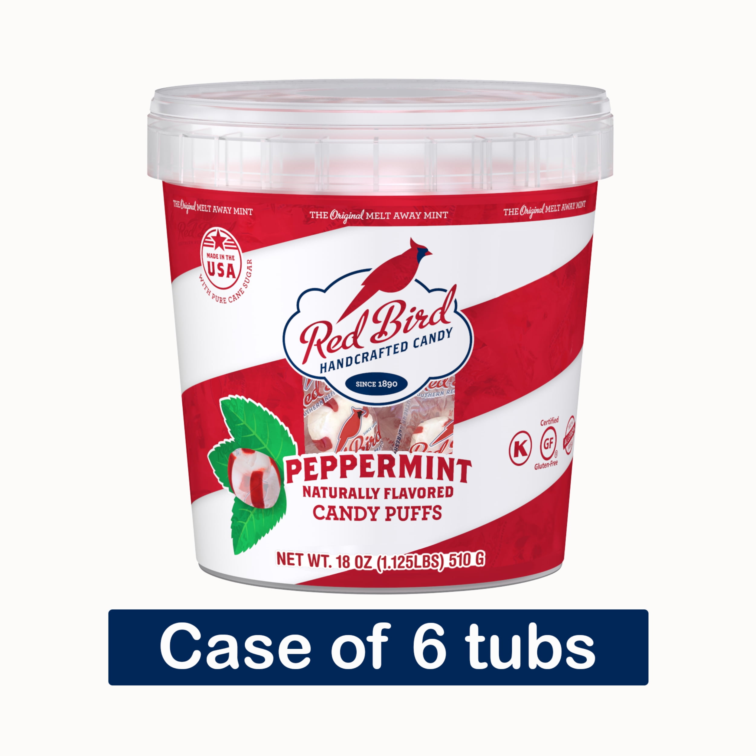 Red Bird Soft Peppermint Puffs, Mints Bulk Individually Wrapped Office