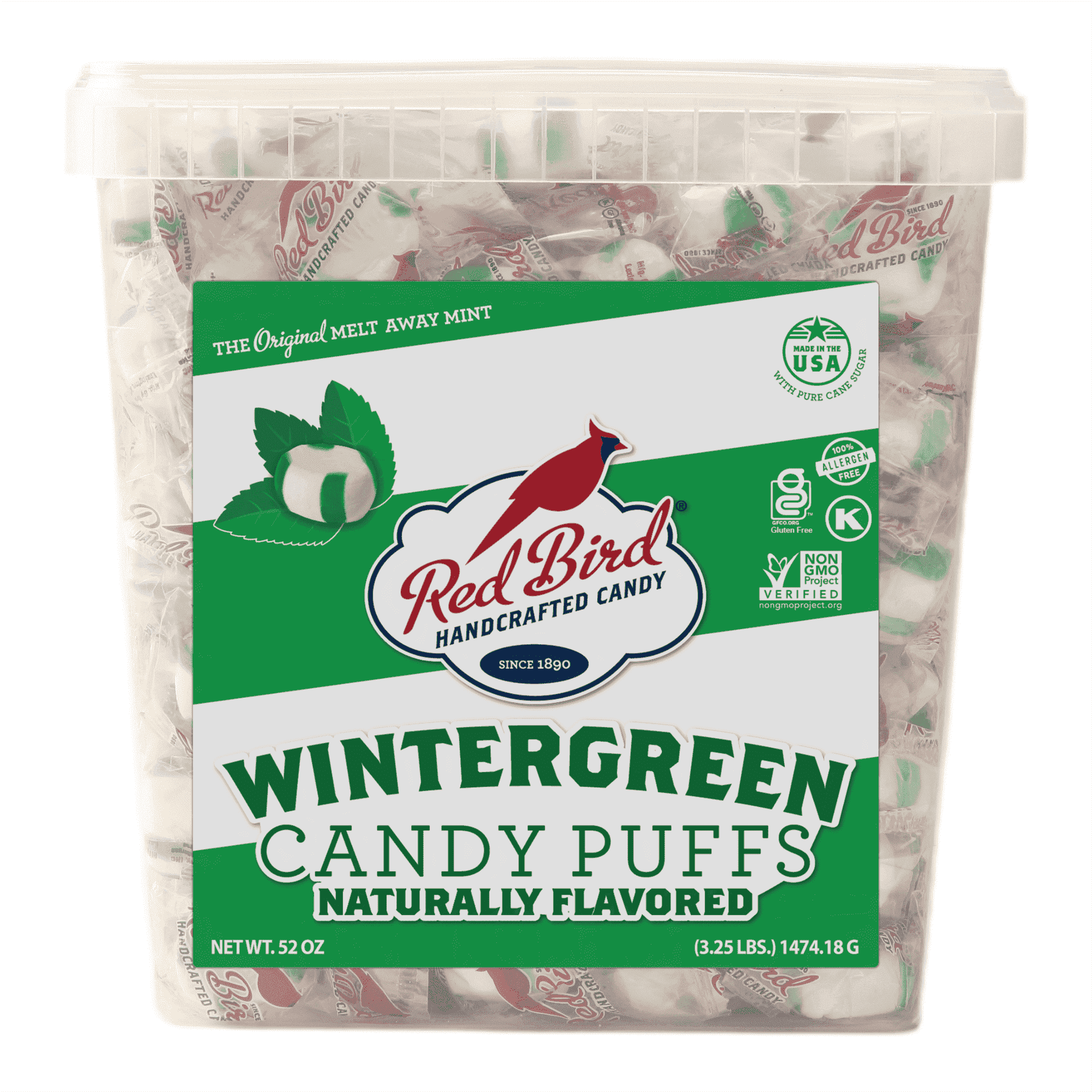 Red Bird Wintergreen Mints 52 oz Tub Individually Wrapped
