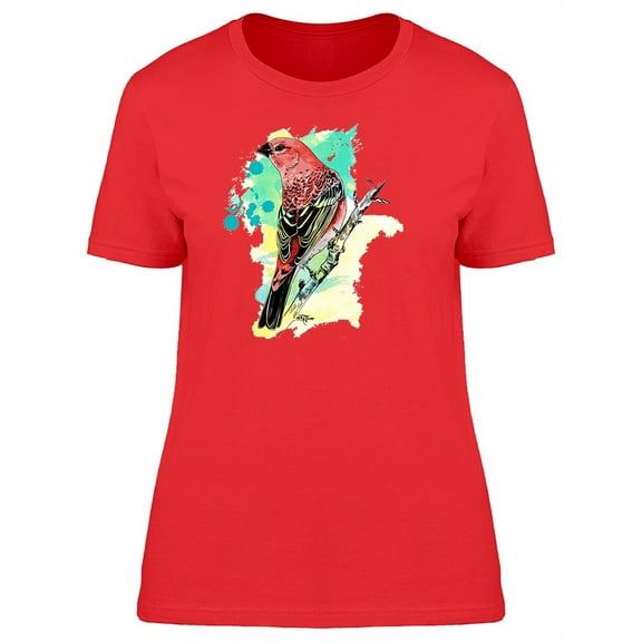 Red Bird With Splash Paint T-Shirt Women -Image by Shutterstock, Female XX-Large