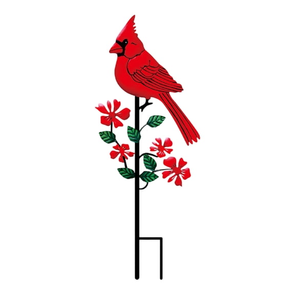 Red Bird Wrought Iron Outdoor Metal Garden Craft, Metal Iron Art Ornament, Outdoor Sculpture, Garden Decorative Accent - Handcrafted Garden Decoration, Yard Patio Lawn Accent,11.82*4.68 inch,1Pc