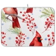 thumbnail image 1 of Red Birds Fruit Leaves Dish Drying Mat Dish Drainer Rack Mats Water Absorbent Non-Slip Easy Clean Heat Resistant for Kitchen Counter, 1 of 8