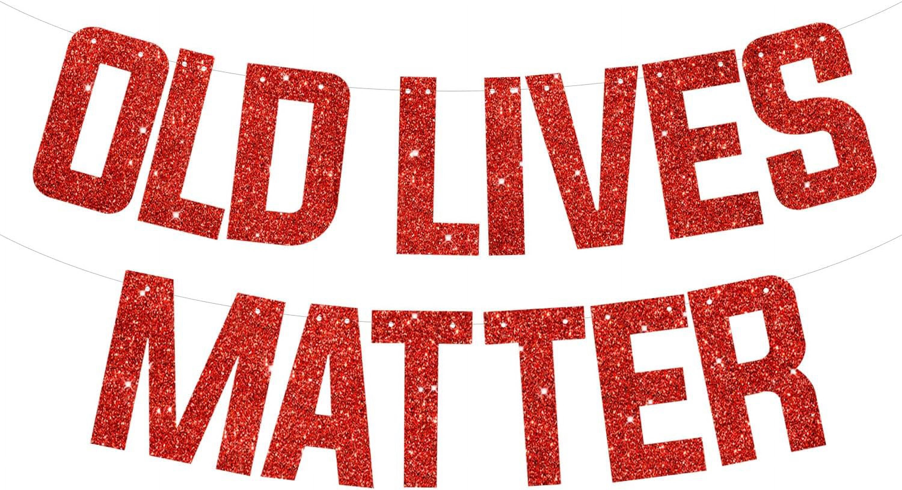 Old Lives Matter Happy Birthday Banner – Funny 80th 70th 60th 50th Party Decorations, Glitter Garland (Purple) - View #3