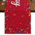 thumbnail image 1 of Red Birthday Table Runner 72 Inches Long,Colorful Confetti Ribbons Polka Dots Classroom Cotton Linen Table Runners Dresser Scarves,Fabric Tabletop Scarf Furniture Cover for Home Dinner Party 13"x72", 1 of 5