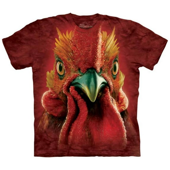 Red-Black 100% Cotton Rooster Head Graphic T-Shirt NEW