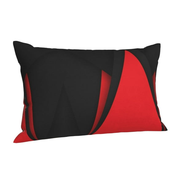 Red Black Abstract Rectangle Throw Pillow Cover Cushion Case Hidden Zipper Home Decorative Pillowcase Printed 20"x30"
