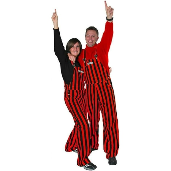 Red & Black Adult Striped Game Day Overalls for Men and Women - Sporting Event and Tailgating Attire