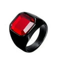 thumbnail image 1 of Red Black Agate Gold Silver Band Stainless Steel Men's Engagement Ring Size 7-13, 1 of 8