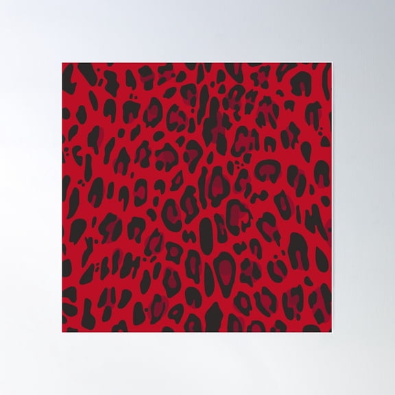 Red Black Animal Print Poster Wall Art, Modern Wall Decor For Living Room Bedroom, 17x17 UNFRAMED