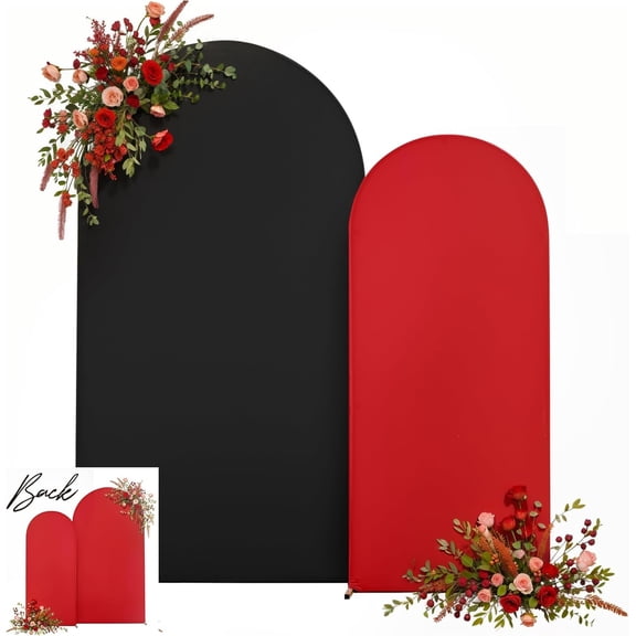 Red Black Arch Backdrop Cover Wedding Arch Covers 7.2 and 6ft Party Arch Backdrop Stand Cover  Shower Spandex Birthday Stretchy Photo Arch Covers Set of 2