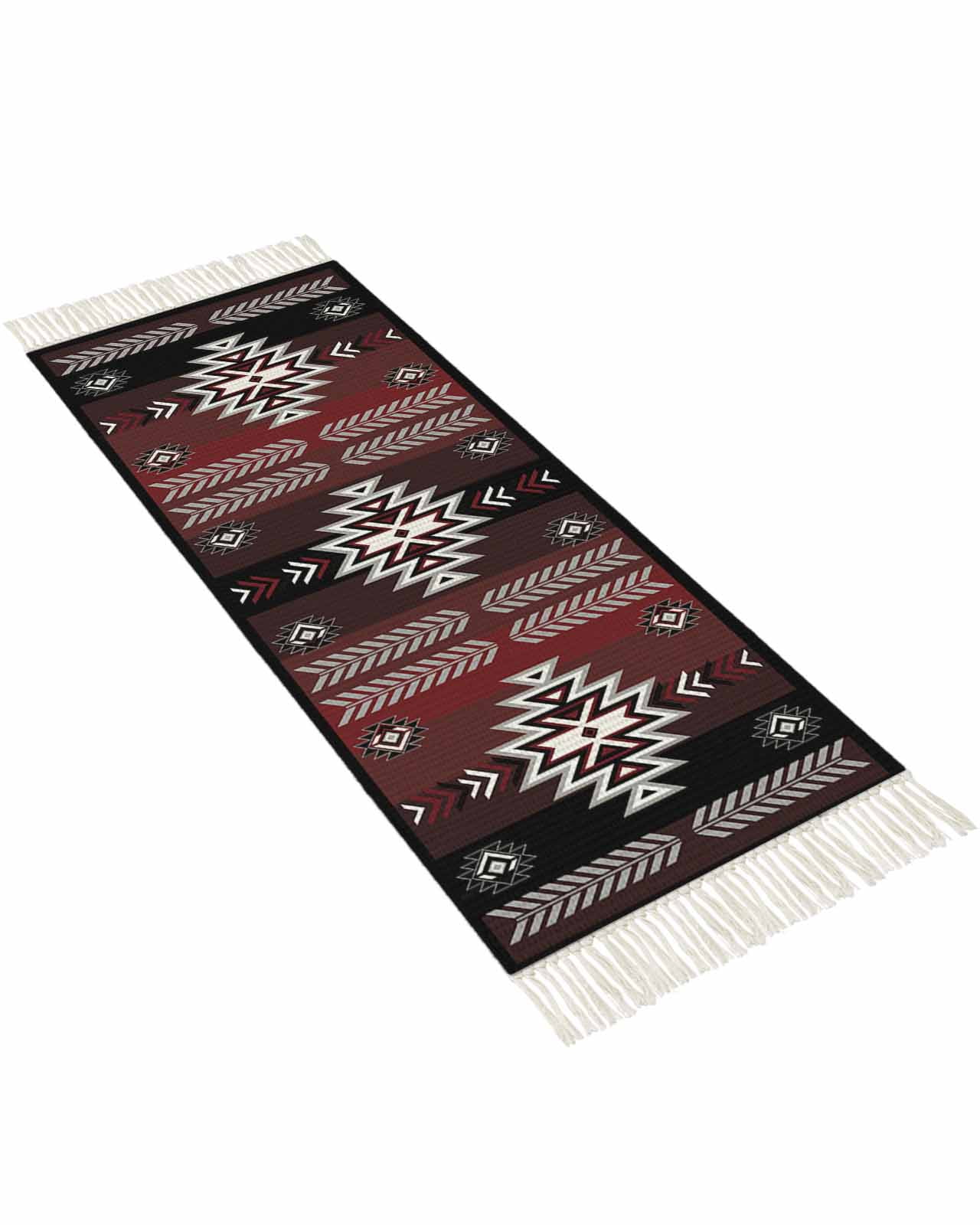 Red Black Aztec Kitchen Runner Rug 2'x4', Washable Woven Cotton Area ...