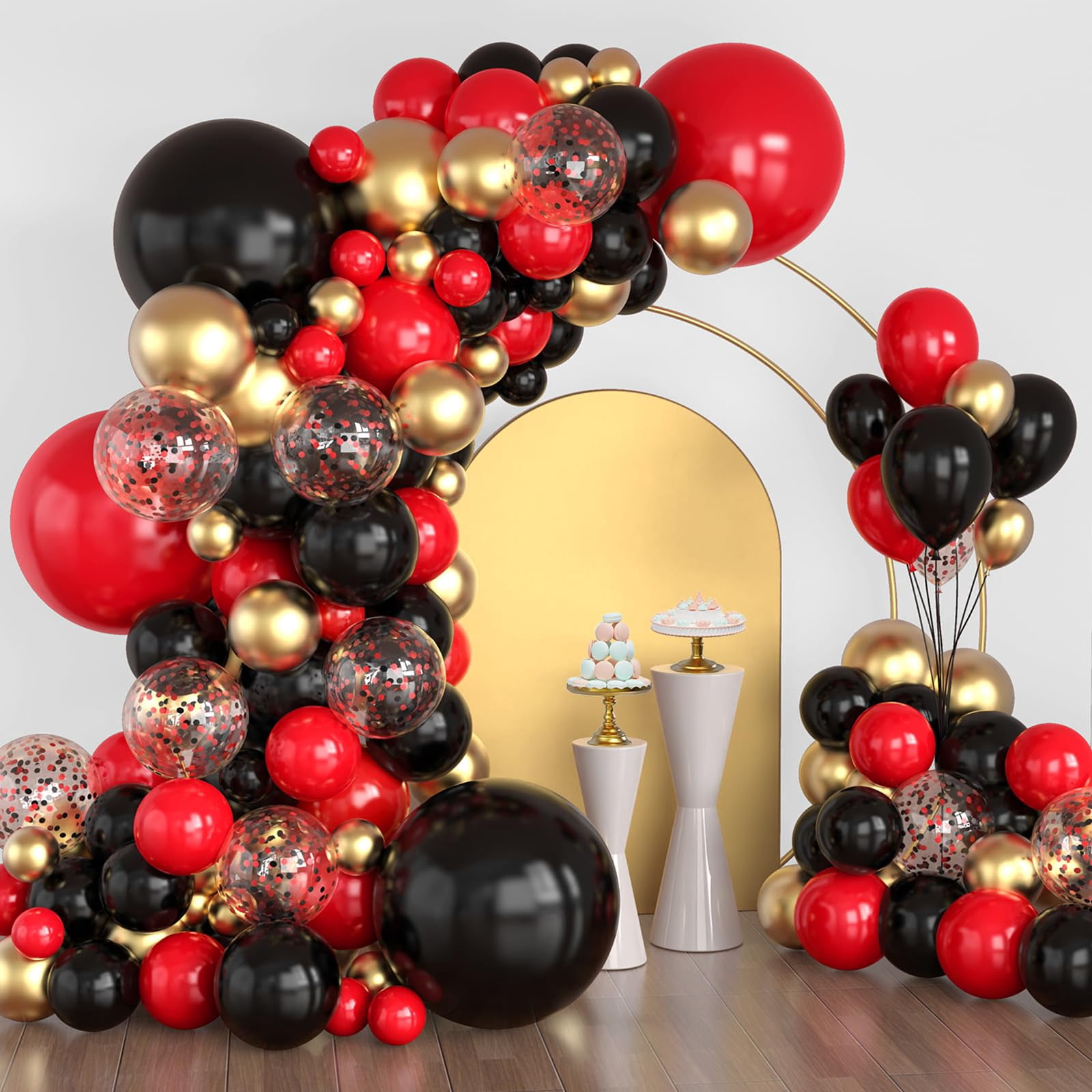 Red and Black Balloon Garland Kit, KKS1 Red Black and Gold Balloon Arch ...