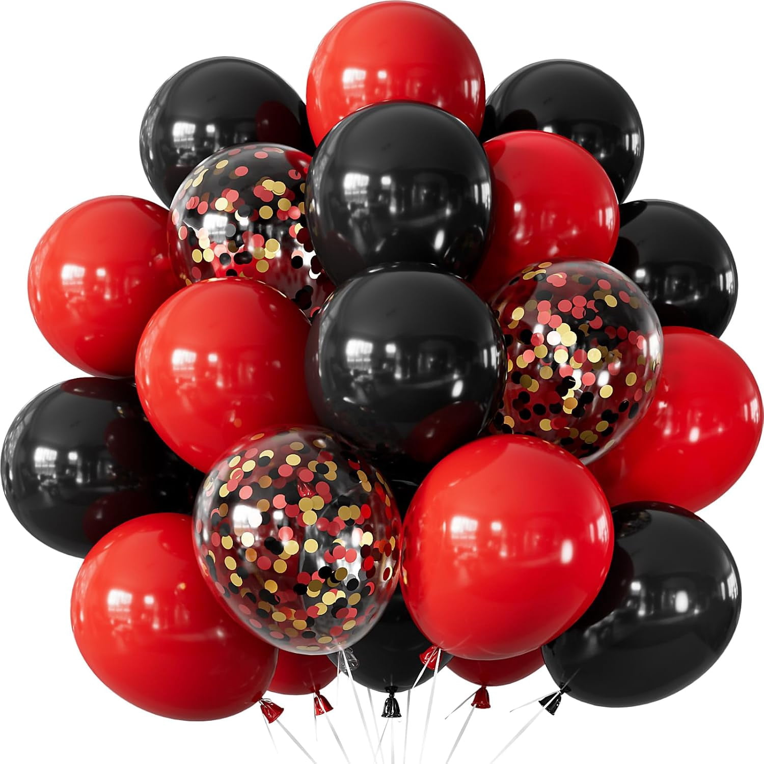Red and Black Balloons - 12 Inch Red Black Latex Balloons Glitter ...