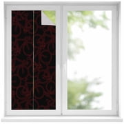 Red Black Bicycles Window Privacy Film, Hand-drawn Vehicle Modern Art Static Cling UV Sun Blocking Heat Control Window Tint Day and Night, Non-Adhesive One Way Windows Privacy Cover 17.7x39.3