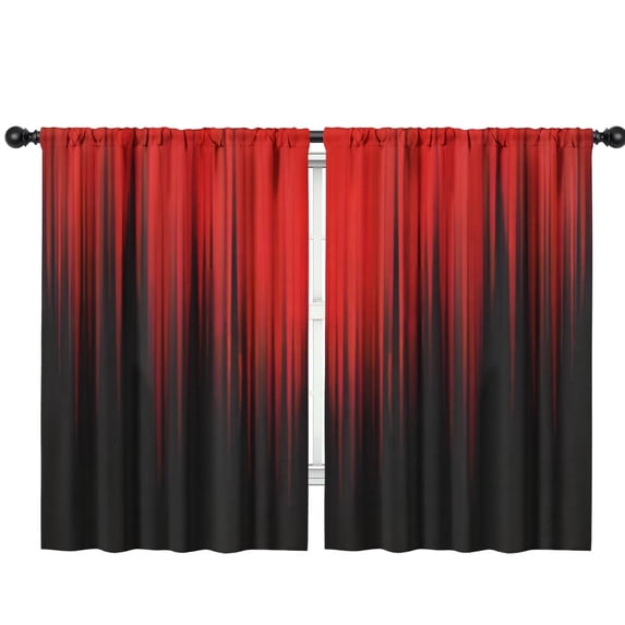Red Black Blackout Curtains 42 x 63 Inch, Bold Ombre Window Panels with ...