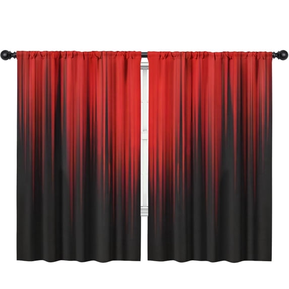 Red Black Blackout Curtains 52 x 84 Inch, Bold Ombre Window Panels with ...