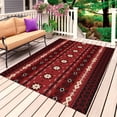 thumbnail image 1 of Red Black Boho Outdoor Rug 4x6 Ft, Non Slip Washable Area Rug, Vintage Ethnic Tribe Abstract Art Retro Patio Rugs Carpet Runner, Large Floor Mat for Indoor/Outdoor Deck Porch Camping, 1 of 8