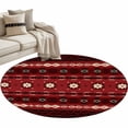 thumbnail image 1 of Red Black Boho Round Area Rugs Collection 4', Vintage Ethnic Tribe Abstract Art Retro Non Slip Indoor Circular Throw Runner Rug Floor Mat Carpet for Living Room Dining Table Bedroom Nursery, 1 of 9