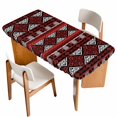 thumbnail image 1 of Red Black Boho Table Cloths for 3 Foot Rectangle Tables, Geometric Vintage Abstract Art Patio Waterproof Elastic Fitted Tablecloths, Washable Rectangular Table Cover for Camping, 1 of 8
