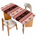 thumbnail image 1 of Red Black Boho Table Cloths for 4 Foot Rectangle Tables, Vintage Abstract Art Ethnic Tribe Patio Waterproof Elastic Fitted Tablecloths, Washable Rectangular Table Cover for Camping, 1 of 8