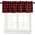 thumbnail image 1 of Red and Black Buffalo Check Curtain Valance for Windows/Living Room/Kitchen/Bathroom/Farmhouse, Farm Red Lattice Short Rod Pocket Tier Curtain Plaid Window Curtain Treatment, 1 Panel 54x18, 1 of 5