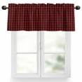 thumbnail image 1 of Red and Black Buffalo Check Plaid Valances for Windows, 42 x 18in, Lattice Classic Black Red Rod Pocket Kitchen Valance Curtain Light Filtering Window Treatments for Living Room Bedroom, 1 Panel, 1 of 7