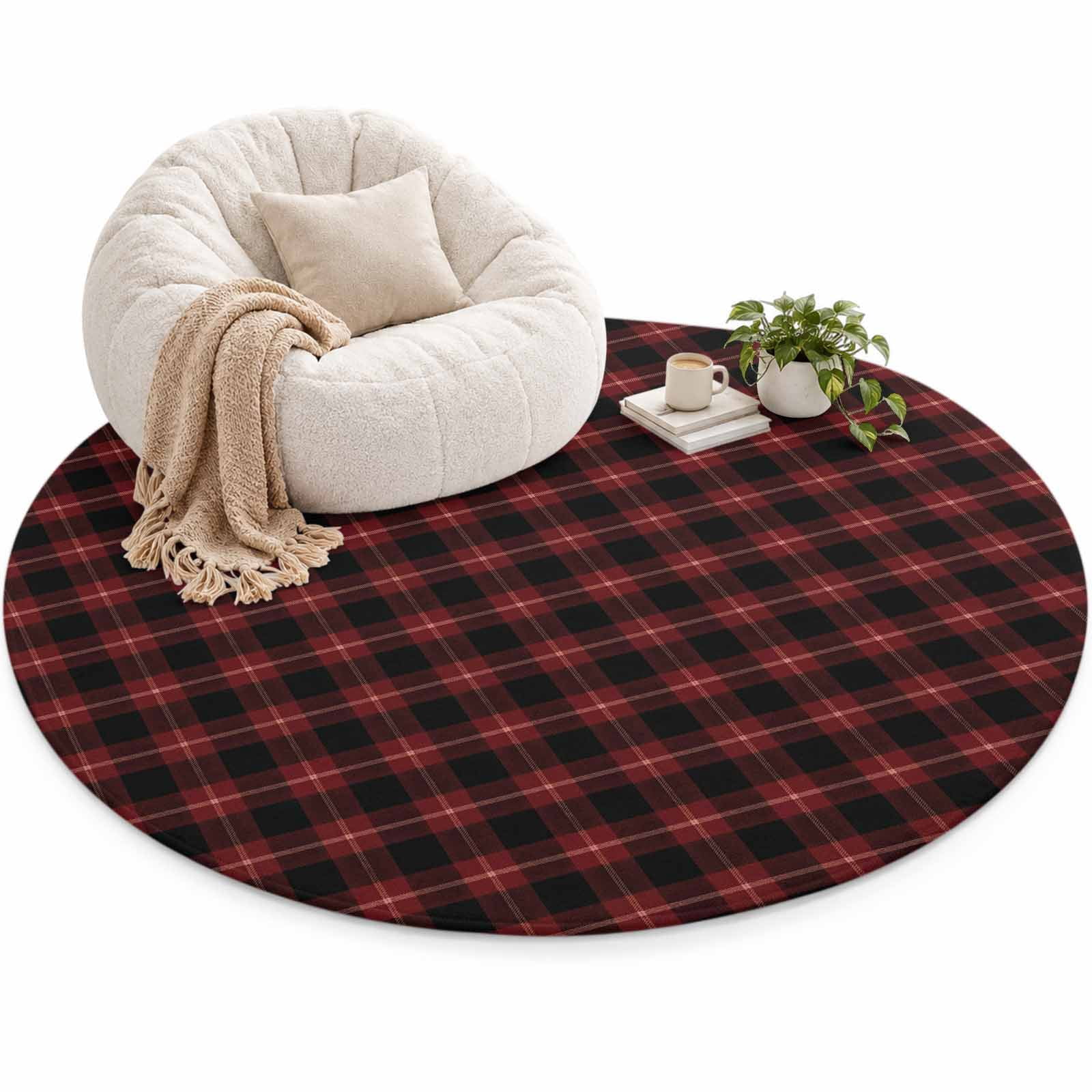 Red Black Buffalo Plaid Area Rug 6', Country Rustic Classic Farmhouse ...