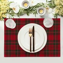 Red And Black Buffalo Plaid Christmas Placemats Set Of 4 Christmas Checkered Tartan Placemats 12”X18” Seasonal Winter Xmas Place Mats Washable Table Mats For Dining Parties Holiday New Year Decor