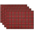 thumbnail image 1 of Red and Black Buffalo Plaid Christmas Placemats Set of 4 Christmas Checkered Tartan Placemats 12”x18” Seasonal Winter Xmas Place Mats Washable Table Mats for Dining Parties Holiday New Year Decor, 1 of 8