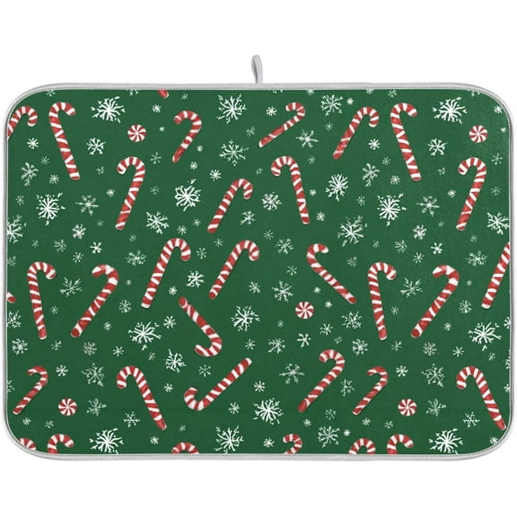 Red and Black Buffalo Plaid Dish Drying Mat 16x18 for Kitchen Merry Christmas Winter Xmas Dishes Pad Dish Drainer Rack Mats Absorbent Fast Dry Kitchen Accessories