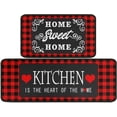 thumbnail image 1 of Red and Black Buffalo Plaid Kitchen Mat Set of 2, Non Slip Washable Home Decor Kitchen Rugs and Mats for Floor Comfort Standing Mats for Kitchen, Sink, Office, Laundry 17"x47"+17"x30", 1 of 6
