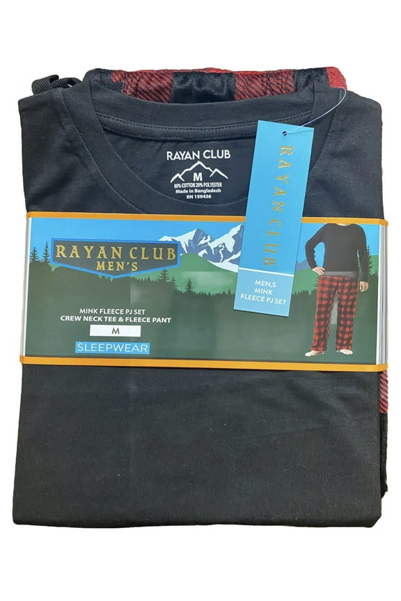 Red/Black Buffalo Plaid Mens' 2-Piece Fleece Pajama Set (top-bottom Loungewear) SIZE- S