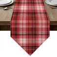 thumbnail image 1 of Red Black Buffalo Plaid Table Runner Linen Burlap Table Runner 72 Inches Long White Farmhouse Modern Striped Dresser Scarves for Kitchen Island Coffee Dining Room Party Wedding Holiday Decor 18"x72", 1 of 8