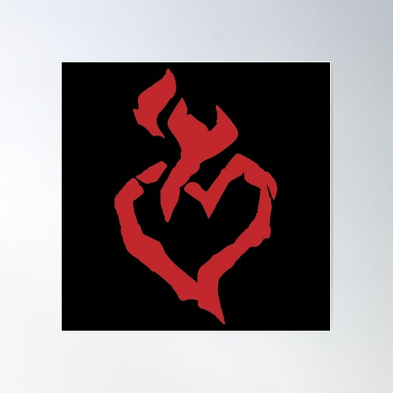 Red Black Burning Blade Symbol - Sea Of Thieves Poster Wall Art, Modern Wall Decor For Living Room Bedroom, 24x24 UNFRAMED