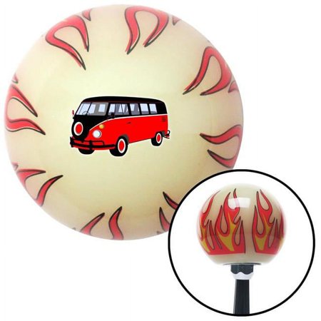 Red & Black Camper Ivory Flame Shift Knob with M16 x 1.5 Insert Shifter Auto Manual Brody