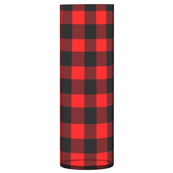 Red Black Check Pattern Vase Flower Vase Clear Unbreakable Plastic Tall Decorative 11.8in