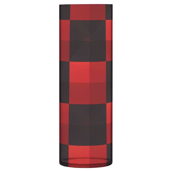 Red Black Check Pattern Vase Flower Vase Clear Unbreakable Plastic Tall Decorative 11.8in