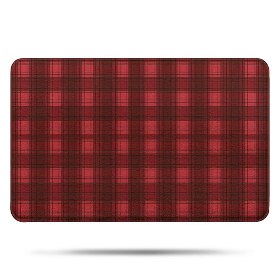 Red Black Checkerboard Checkered Pattern Bathroom Rugs Mat,Non Slip Microfiber Bathroom Rug,Rubber Backing,Soft Bathroom Mats for Bathroom Floor,Tub and Shower,17x27in(43x68cm)