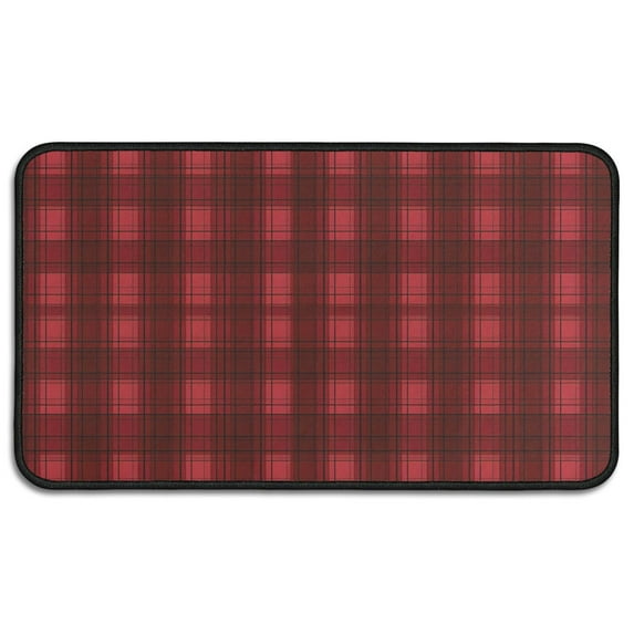 Red Black Checkerboard Checkered Pattern Door Rugs,Washable Non Slip Door Mats Indoor,Decorative Door Mats,Entry Mat Indoor for Entrance,Bedroom,Kitchen,Bathroom,30"x17"
